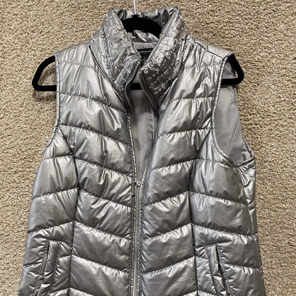 Silver Blinged Collared Puffer Vest